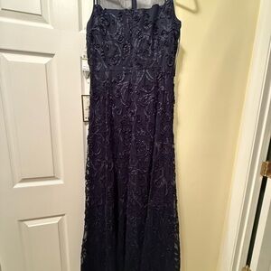 Elegant Navy Blue Embroidered Dress